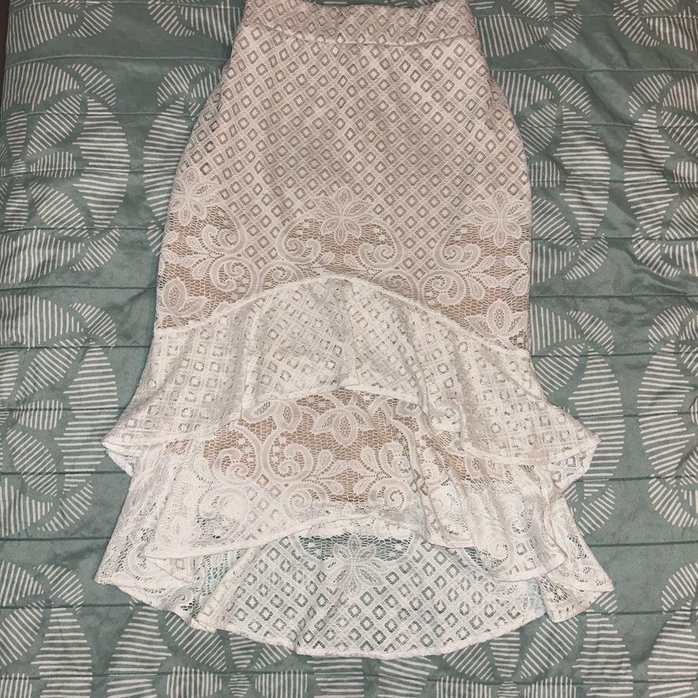 Thalia Sodi Asymmetrical Lace Skirt in White